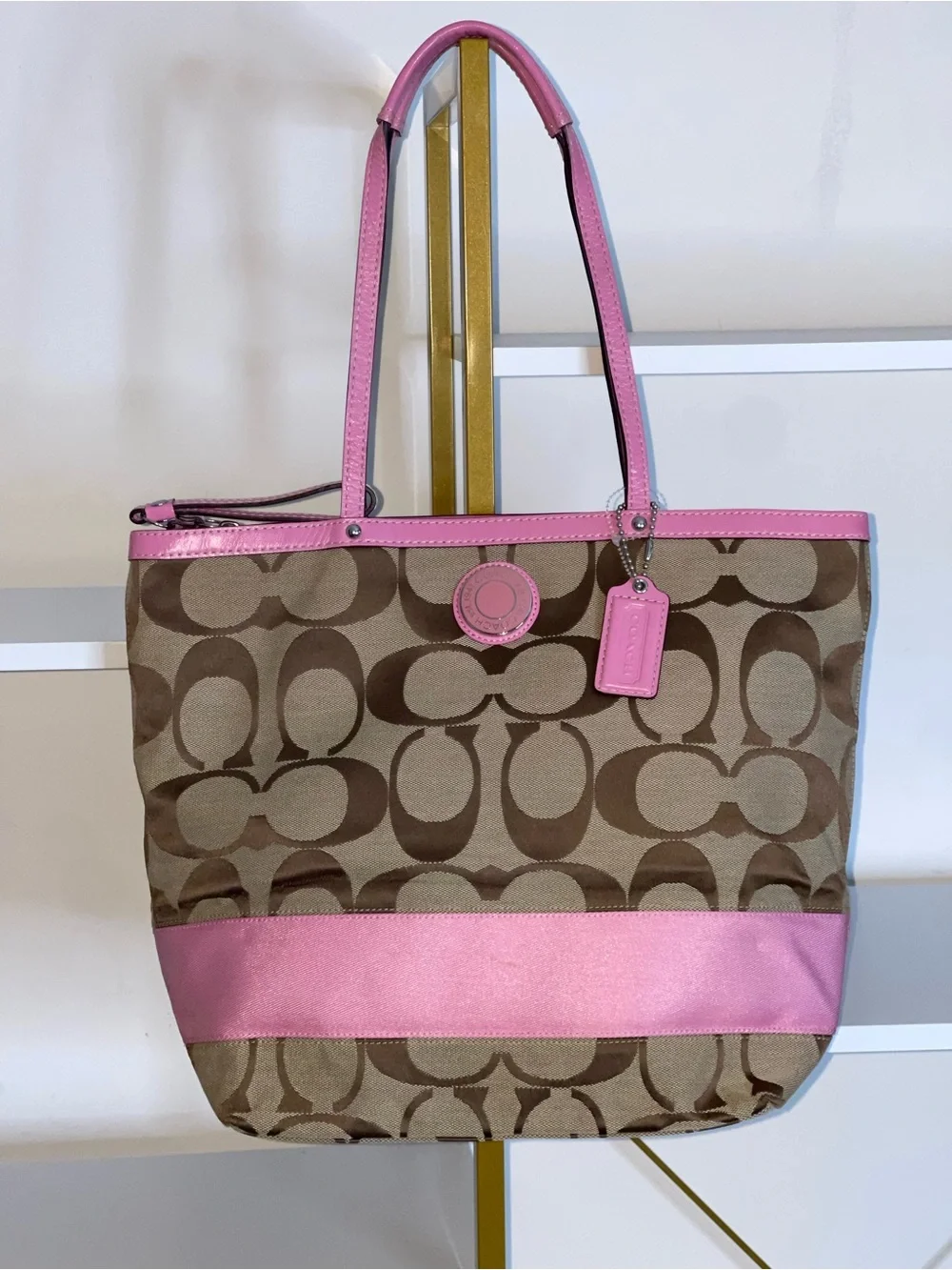 Coach Vintage Pink Signature Tote